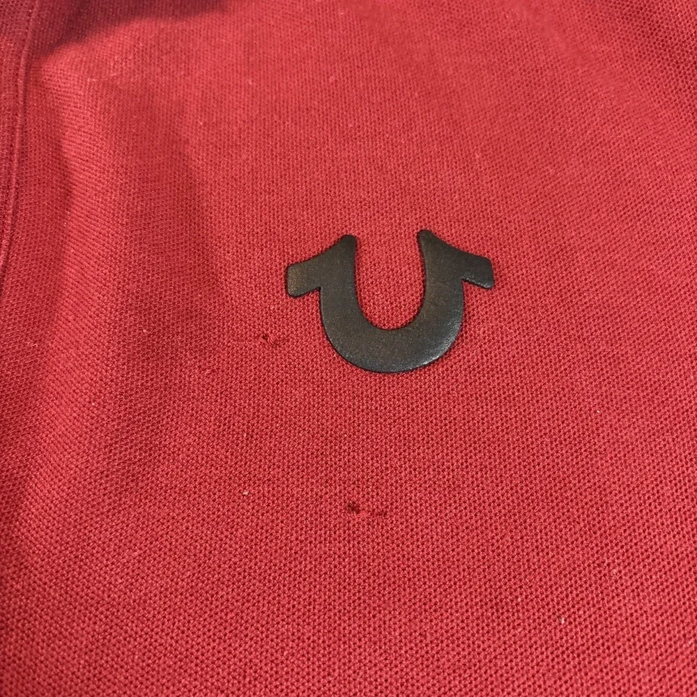 True Religion Men's Red Polo Shirt Short Sleeve Sz L Fair Condition